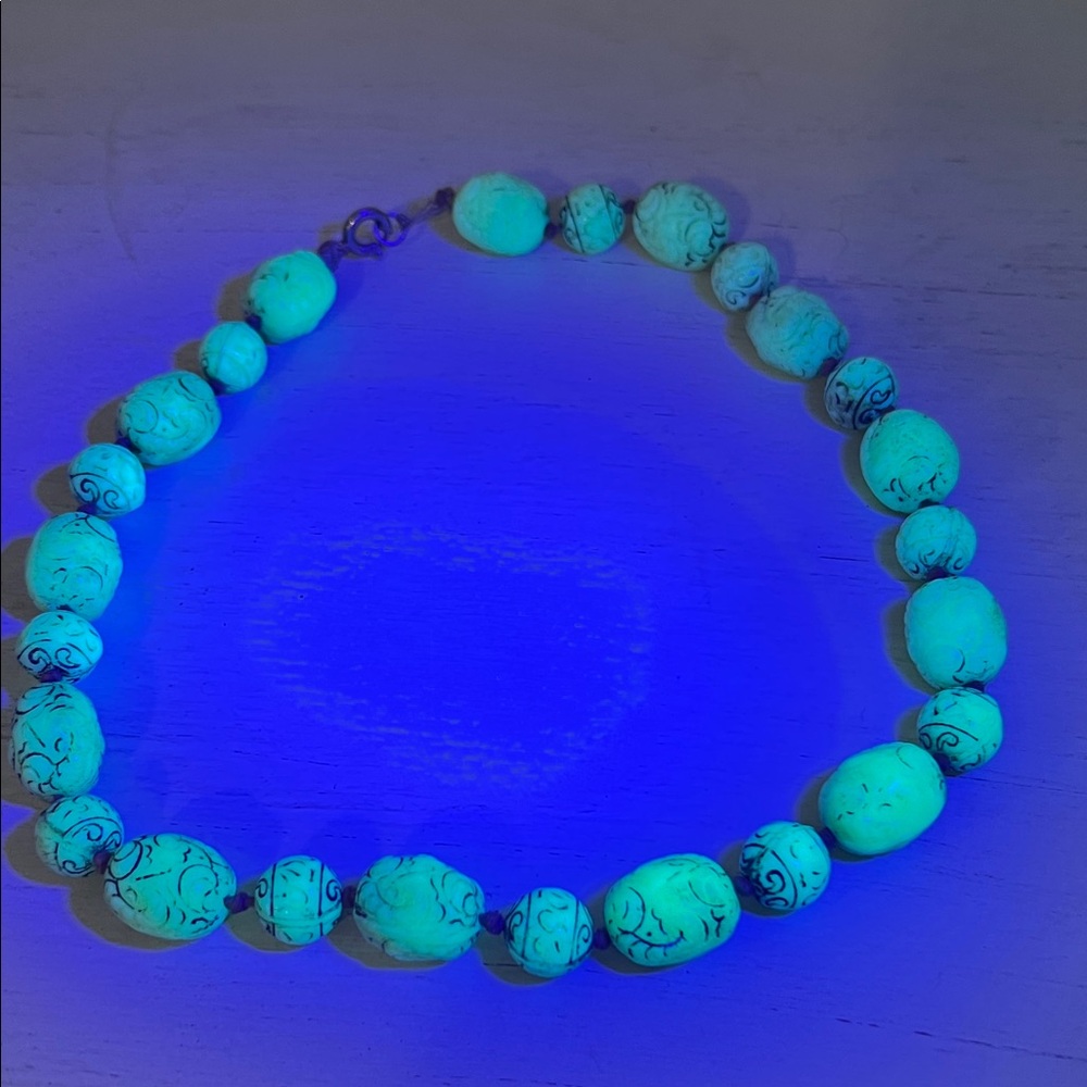 ANTIQUE NEIGER URANIUM CZECH GLASS BEADS NECKLACE Art Deco choker